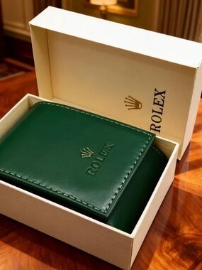 Rolex Dark Green Leather Card & Key Holder